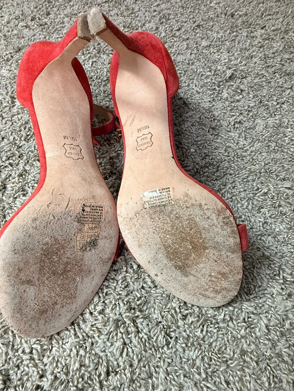 Tory Burch Orange Coral Ankle-Strap Suede High Heel Sandals